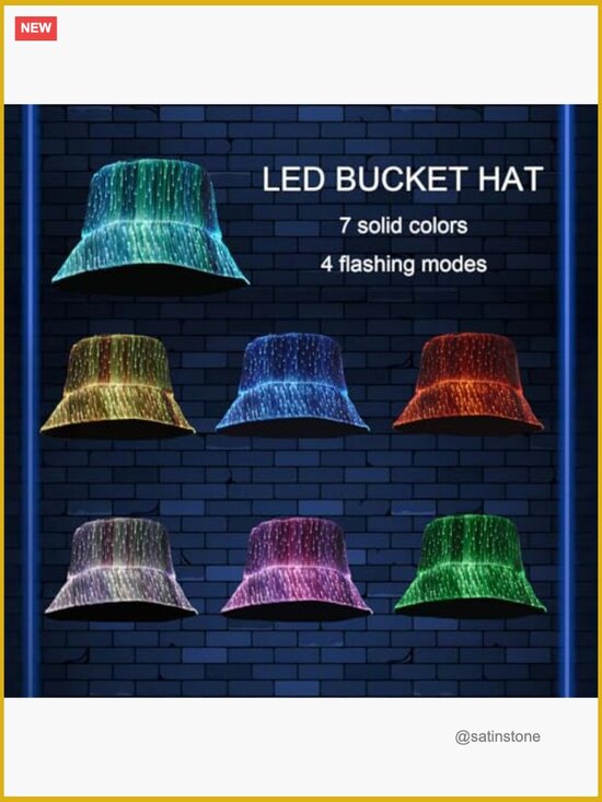 LED Bucket Hat Light up Fisherman Cap 7 Colors Rave Party USB Rechargeable main image 4